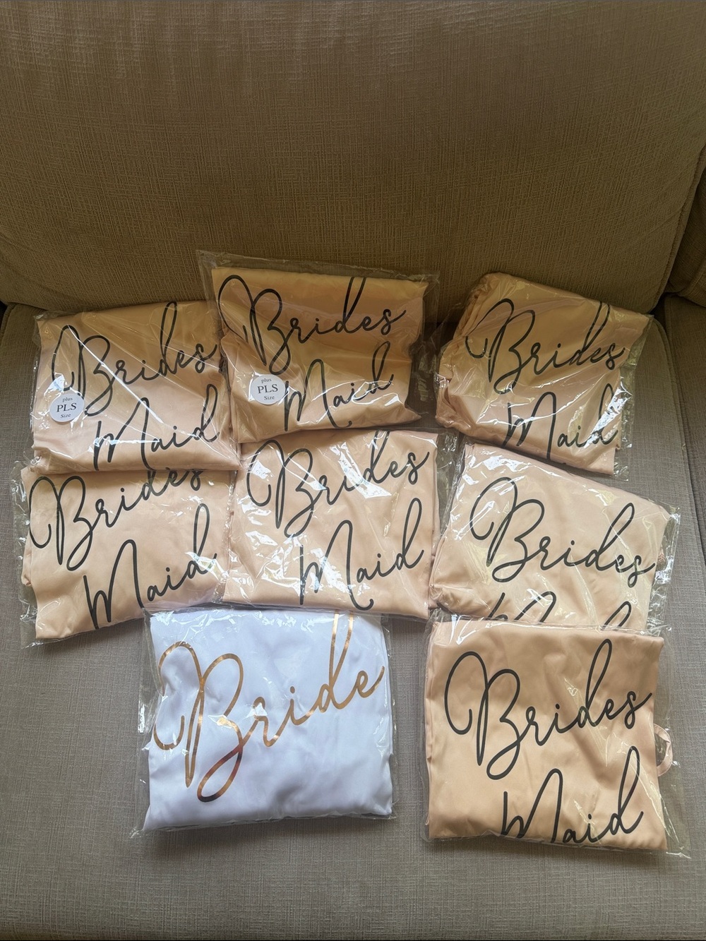 New in packaging - satin Bride and Bridesmaids lace trim robes.